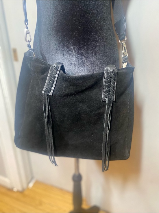 Sorial Handbags - SORIAL Black Suede Shoulder Bag with Braided Tassels - Women